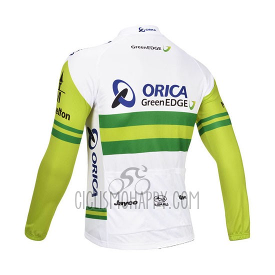 Orica GreenEDGE Cycling Jersey Bib Tight 2013 Long Sleeve White and Green